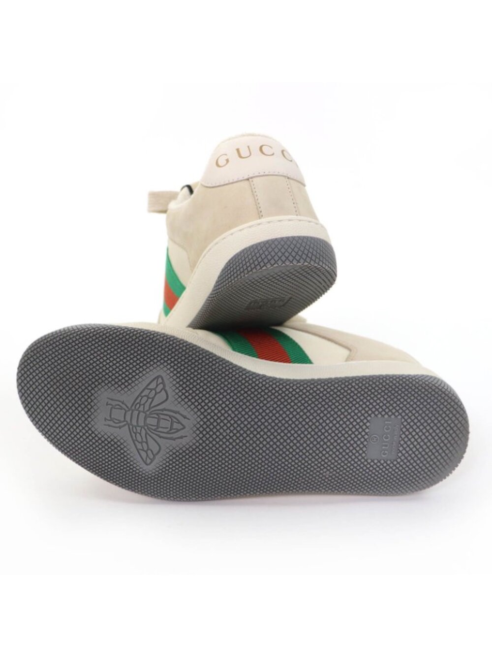 Gucci Leather Web Stripe GG Marmont Vintage Logo Low Cut Sneakers Beige - Picture 7 of 13